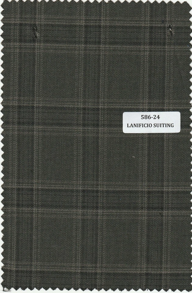 Green Suiting fabric windowpane box check plaid wool suit pants jacket 5 YARDS - Image 1 of 1