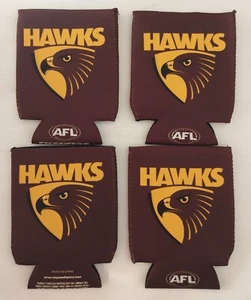 AFL Hawthorn Hawks Set of 4 Can Coolers Stubby Holders - Picture 1 of 3