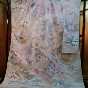 Disfraz de Boda Tradicional Japonés Kimono Iro-uchikake Blanco Plata Usado JP - Imagen 1 de 5