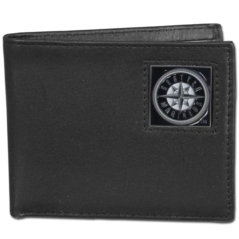 Seattle Mariners MLB Bi-Fold Wallet, Fine Grain Leather Boxed Cover
