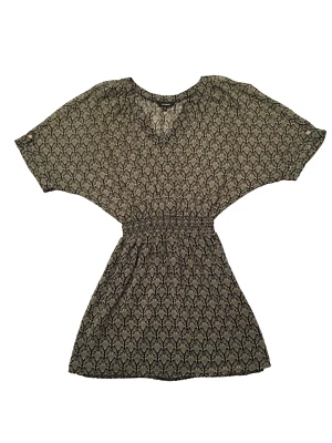 Express женщин бежевый/черный цветочный эластичный/трикотаж v-образным вырезом рубашка платье размер XS - Изображение 1 из 4