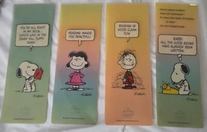Hallmark The Peanuts Plastic Lot of 4 Bookmarks Snoopy Linus Lucy Vintage Unused - Imagen 1 de 22