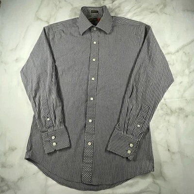 Camisa Nyne Para Hombres Coolmax Popelina Rayas Manga Larga Abotonada Gris EE. UU. Talla M Foto 1 de 4