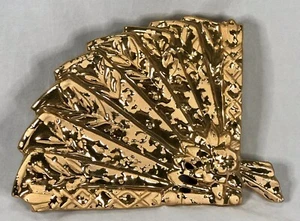 Vintage Estate McCoy Pottery 24K Gold Fan Wallpocket Planter 1950's - Picture 1 of 10