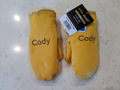 NWT Tan Premium Leather Waterproof Boa Lined Mittens Size Youth Large - Cody - Image 1 of 4