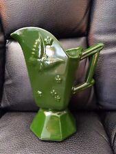 Vintage Hull Pottery Green Pitcher Embossed With Butterflies & Stars '56 USA