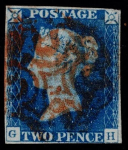 1840 2d hellblauer Teller 1 GH fast 4m SG 6 Rotes Malteserkreuz VG/GU Kat. 1.250,00 £ - Bild 1 von 1