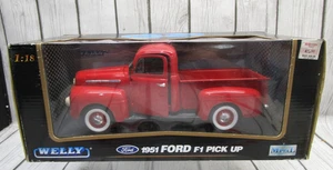 WELLY 1951 Ford F1 Pickup Truck Red Diecast Car 1/18 Scale - Brand NEW in Box - Picture 1 of 9