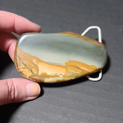 Vintage Scenic Picture Jasper Freeform Slab Belt Buckle - Image 1 of 4