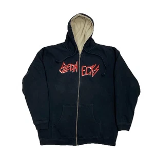 Slednecks Zip Up Hoodie XL Black Red Logo Sherpa Lined Snowmobile Jacket - Picture 1 of 9