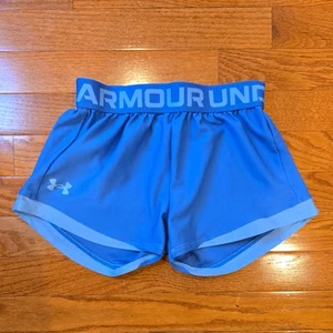 Under Armour Play up Sports Shorts Blue Girls Youth Size Small - Picture 1 of 3