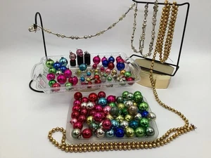 Lot 125 Antique Vintage Mercury Glass Christmas Ornaments Double Indent Garland - Picture 1 of 17