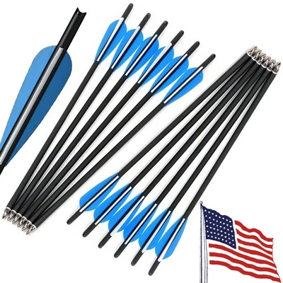 12PCS Crossbow Bolts Hunting 20In Carbon Arrows OD 8.8mm Archery Shooting Target - Image 1 of 4