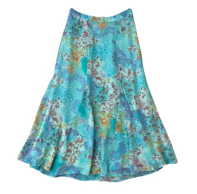 Coldwater Creek Fairycore Midi Skirt Blue Floral Chiffon 90’s Y2K Petite Sz XS - Image 1 of 4