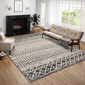 Moroccan 8X10 Area Rug, Soft Non-Slip Vintage Living Room Rug for Bedroom Aesthe - Picture 1 of 7