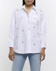 River Island Womens White Cotton Long sleeved Shirt Size L