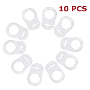 10 Pcs Soft Silicone Button MAM Ring Dummy Pacifier Holder Clip Adapter Clear - Picture 1 of 7