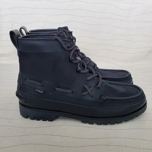 Polo Ralph Lauren Hombres Ranger Bota Media Cuero Balístico Nylon Negro Talla 9 NUEVO - Imagen 1 de 10