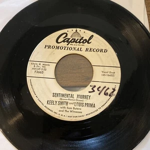 Jazz KEELY SMITH - LUIS PRIMA 1957 Promo 45 rpm CAPITOL 3663 SENTIMENTAL JOURNEY - Picture 1 of 2