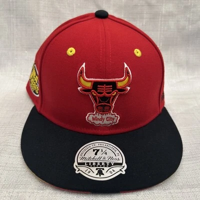 Chicago Bulls Mitchell & Ness NBA Fitted 7 1/4 Flatbill Hat Cap Rodman Black NWT - Image 1 of 4