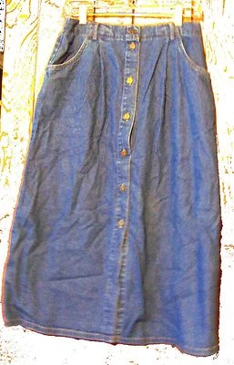 Saia Longa Classic Elements Azul Jeans Denim 33" com Faixa Elástica nas Costas Tamanho 10 - Imagem 1 de 2