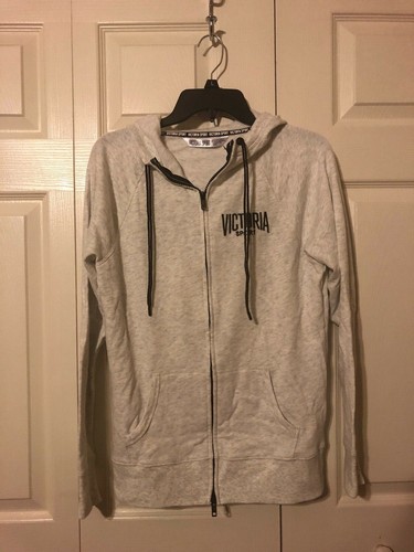 UNDERCOVER Felpa con cappuccio e zip intera Victoria's Secret Victoria Sport logo grigio erica chiaro M NUOVA