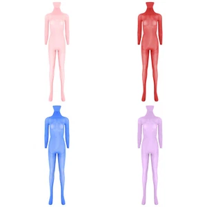 Damen durchsichtig hoher Kragen Dessous Body dehnbar Langarm Strümpfe - Bild 1 von 36