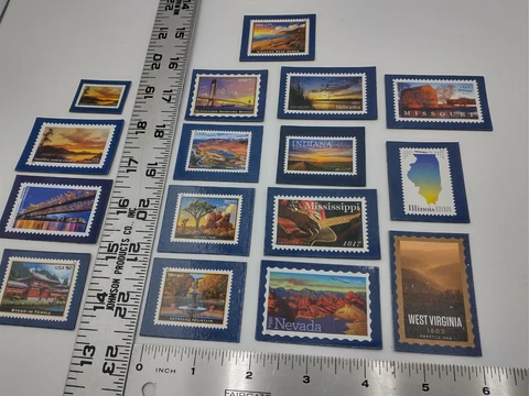 Lot of 16 USPS Promo Stamp Magnets Various States/Traveling Themed #A443 Cover
