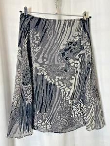 Jeff Gallano of Paris Black and Grey Velvet Silk Flared Skirt. Size 10. Flawed - Imagen 1 de 8