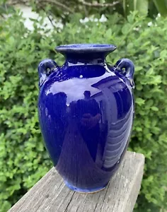 Beautiful Old Vintage Antique Japanese Vase Urn Pot Cobalt Blue Glaze Marked - Picture 1 of 11