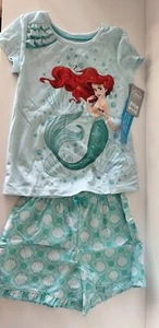 NWT Disney Store Ariel Pajamas 2 Piece Short Set Girl Size 5/6 - Picture 1 of 5