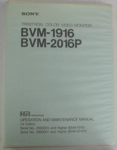 Service Manual For Sony BVM-1916 And BVM-2016P Color Video Monitors - Picture 1 of 1