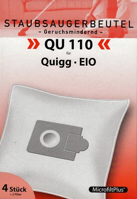 4 Staubsaugerbeutel QU 110 + 2 Filter Quigg EIO Dirt Devil Tchibo ewt Privileg  - Bild 1 von 2