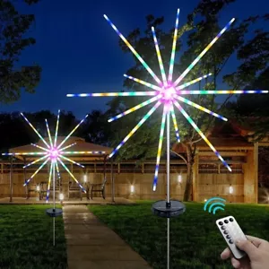Outdoor Solar Firework Lights Garden Yard Path Decor 8 Mode LED Starburst Lights - Picture 1 of 25