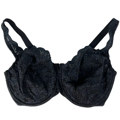 Sujetador Olga 35017 Encaje Floral Transparente Negro Con Aros Cobertura Completa 34DD Foto 1 de 4