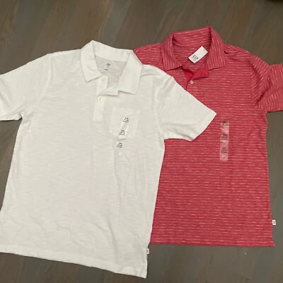 NUEVO CON ETIQUETAS Gap Niños Niño VERANO Uniforme 2 Piezas Coral Rayas Blanco Polo CONJUNTO XXL 14 16 Foto 1 de 4