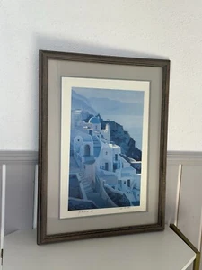 Vintage 1987 Oia at Santorini by VASILIS KIRKOS Framed Signed Lithograph 24 x 19 - Bild 1 von 11