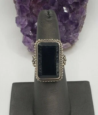 ANILLO ARTESANAL PLATA DE LEY Y ÓNIX TALLA 7 Foto 1 de 4