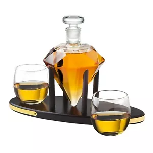 Whiskey Decanter Diamond set with 2 Cocktail Whisky Glasses, 850ml - Picture 1 of 5