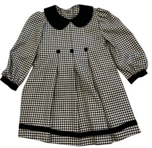 Bonnie Jean Dress Girls 4T Black & White Velvet Trim Back Tie Holiday Party Cute - Picture 1 of 10