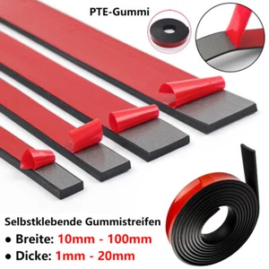 Gummistreifen Selbstklebend Breit 10mm Bis 200mm Dichtung Gummimatte Vollgummi - Bild 1 von 14