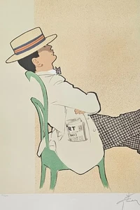 RENE GRUAU Le Balcon a Nice HAND SIGNED Lithograph Dior Givenchy illustrator art - Picture 1 of 16