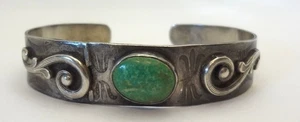 Bracciale Navajo Vintage Epoca Harvey Turchese Argento Stampato (Riparato) - Foto 1 di 16