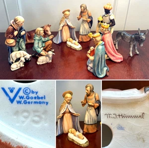 Vtg 1951 Large-Sized GOEBEL/HUMMEL 11-Pc Porcelain Nativity Set #214 W. Germany - Picture 1 of 16