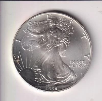 1995 AMERICAN SILVER EAGLE $1 DOLLAR 1 OZ .999 SILVER COIN UNITED STATE MINT - Image 1 of 2