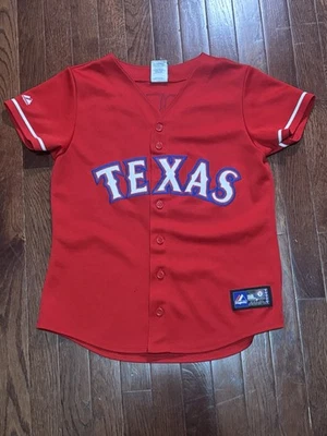 Texas Rangers Jersey Women’s Small Yu Darvish #11 Stitched Majestic Red Button - Image 1 of 4