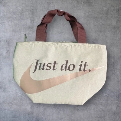 Nike Japan Just Do It Tote Lunch Bag Small Cooler Style Beige Brown Swoosh - Image 1 of 4