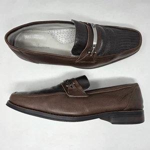 MOCASSINI SANDRO MOSCOLONI UOMO 12 D PELLE MARRONE COMFORT BIT GREMBIULE PUNTA - Foto 1 di 8