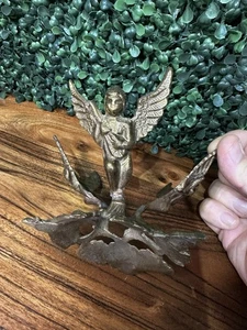 Vintage Art Deco Brass Cherub Angel Bowl Stand Crystal Ball Holder 4."H x6”W - Picture 1 of 5