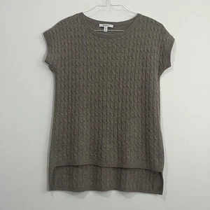 MaxMara hellbraun Kaschmir Wolle Pullover Kurzarm Rundhals High-Low Saum Gr. M - Bild 1 von 20